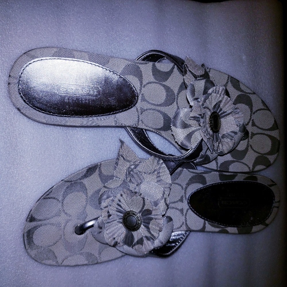 Silver/Grey Coach "Patrisha" Thong Sandals sz 8.5